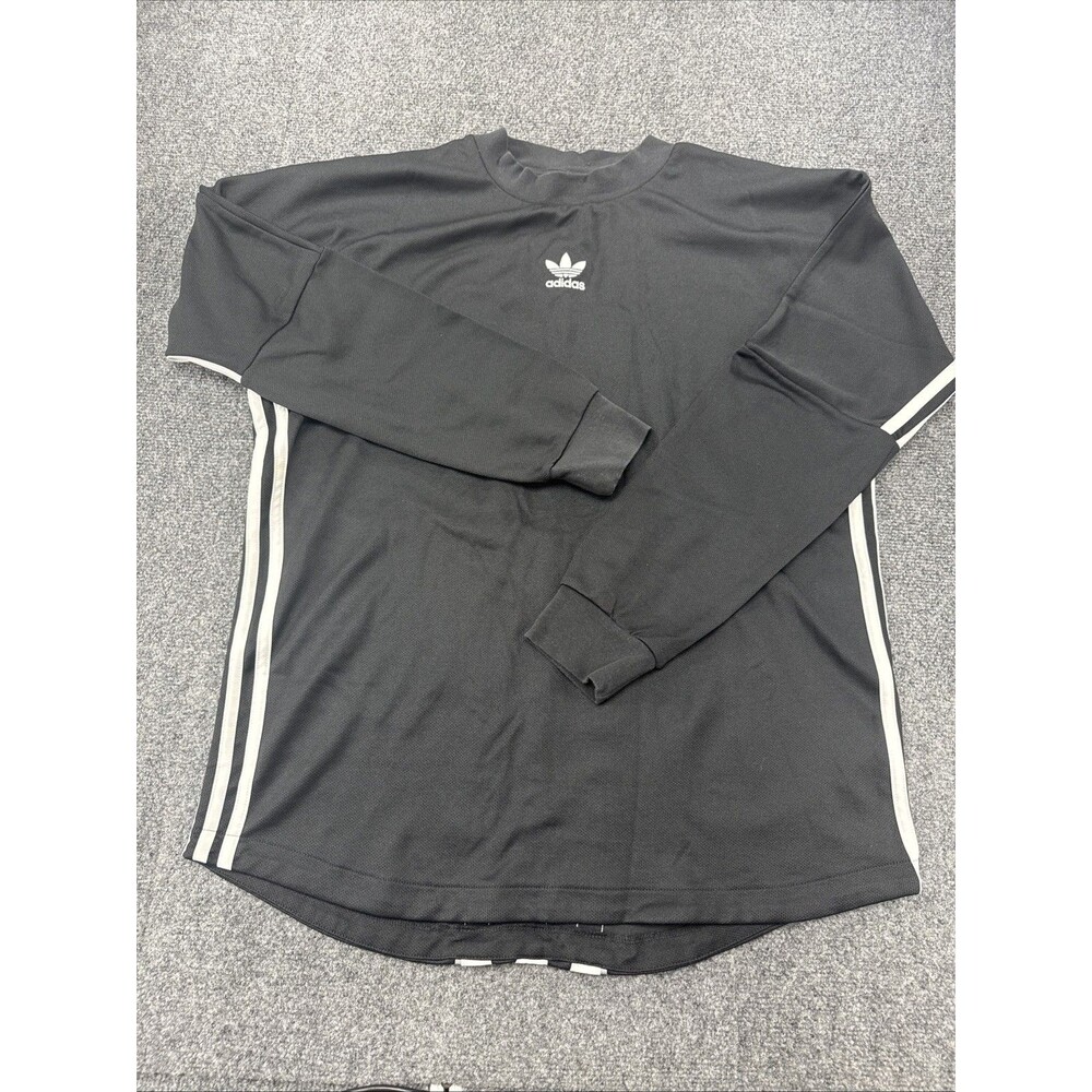 adidas Originals Trefoil 3 Stripe Long Sleeve Jersey Shirt Men's L Black NWOT